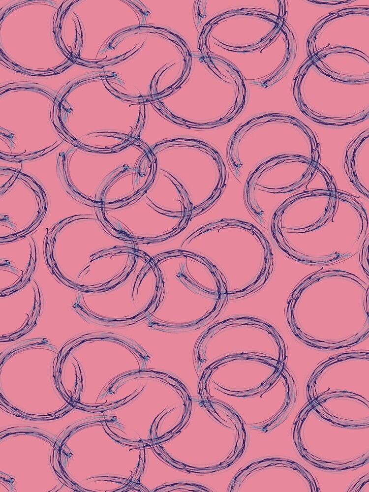 Thumbnail 5 of 5, A-Line Dress, Abstract Ink Rings on Pink Pattern designed and sold by DesignWerkz.
