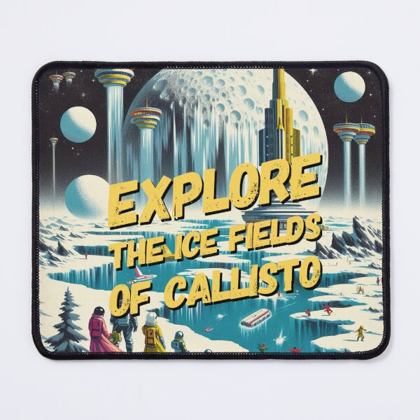 Item preview, Explore the ice fields of Callisto! - Space Travel retro poster version 19 designed and sold by jnxyz.