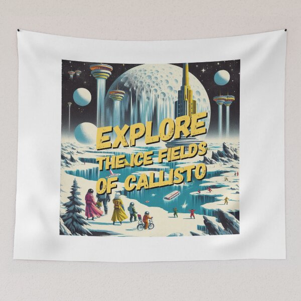 Item preview, Explore the ice fields of Callisto! - Space Travel retro poster version 19 designed and sold by jnxyz.