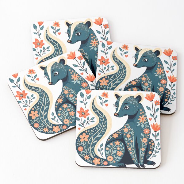 Item preview, Cute Whimsical Floral Skunk Illustration designed and sold by BirdsnStuff.