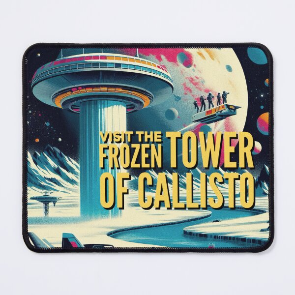 Item preview, Visit the frozen ice tower of Callisto! - Space Travel retro poster version 20 designed and sold by jnxyz.