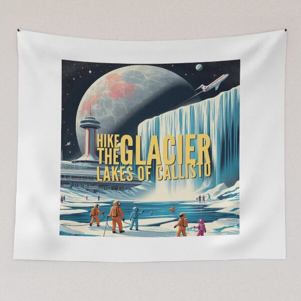 Item preview, Hike the glacier lakes of Callisto! - Space Travel retro poster version 22 designed and sold by jnxyz.