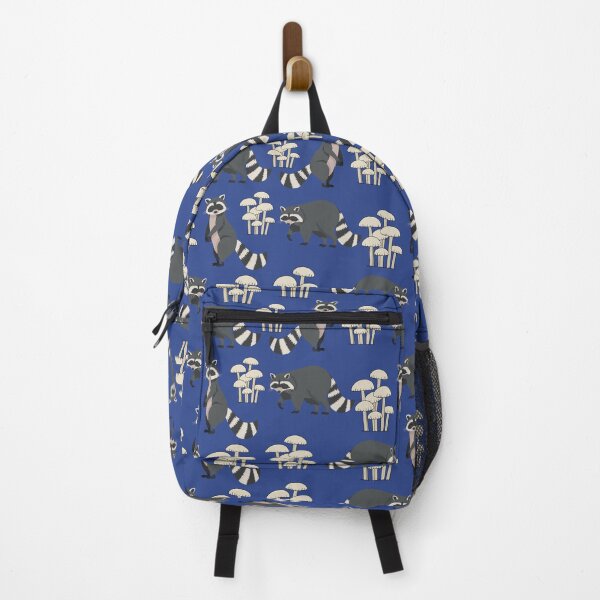 Item preview, raccoons and mushrooms on a blue background. designed and sold by ninjapineapple.
