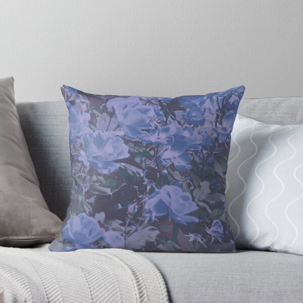 Blue Flowers Throw Pillow