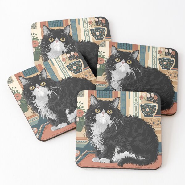 Item preview, Black and White Cat, Patterned Elegance designed and sold by Dshoppin.