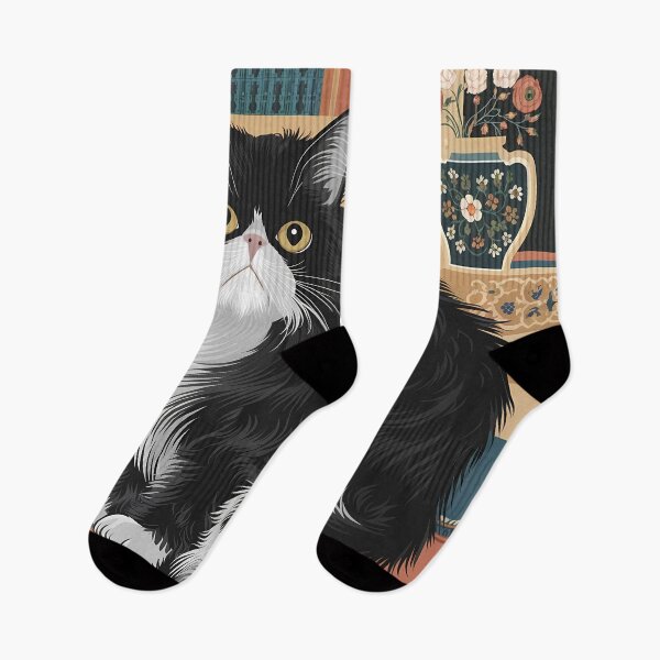 Artikelvorschau, Schwarz-weiße Katze, gemusterte Eleganz entworfen und verkauft von Dshoppin.