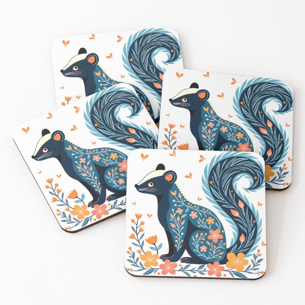 Item preview, Cute Whimsical Floral Skunk Illustration designed and sold by BirdsnStuff.