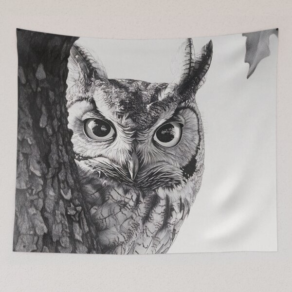 Item preview, Black and white owl sketch print designed and sold by dcrc.