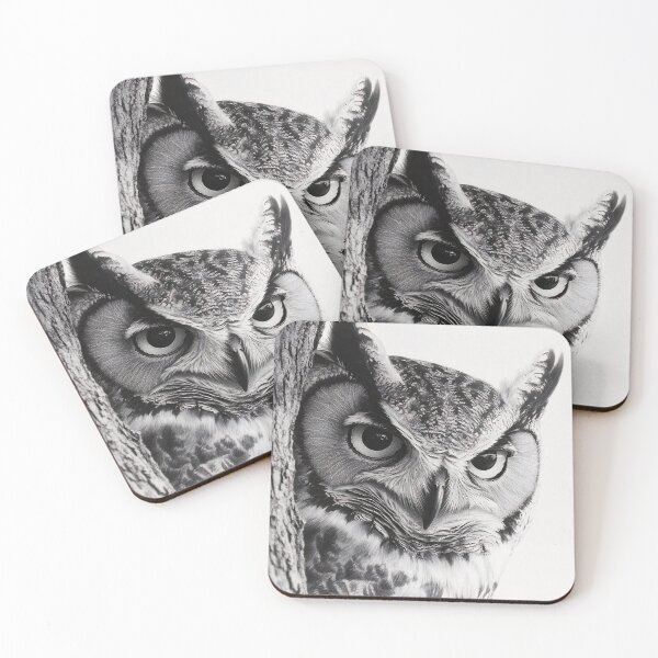 Item preview, Black and white owl sketch print designed and sold by dcrc.