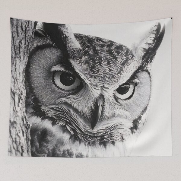 Item preview, Black and white owl sketch print designed and sold by dcrc.