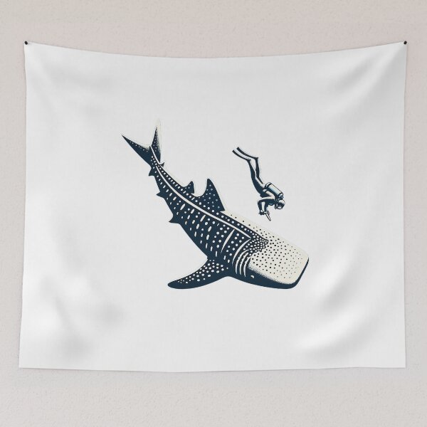 Item preview, a whale shark and a diver designed and sold by zzinthestore.