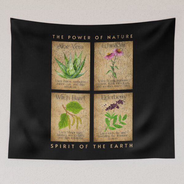 Item preview, The Power of Nature - Medicinal Plant Design with Aloe Vera, Echinacea, Witch Hazel, and Elderberry designed and sold by CWT-JustforFun.