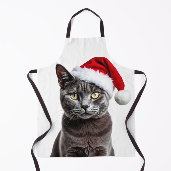 Item preview, Funny Russian Blue cat wearing Christmas hat designed and sold by LazyOwlStore.