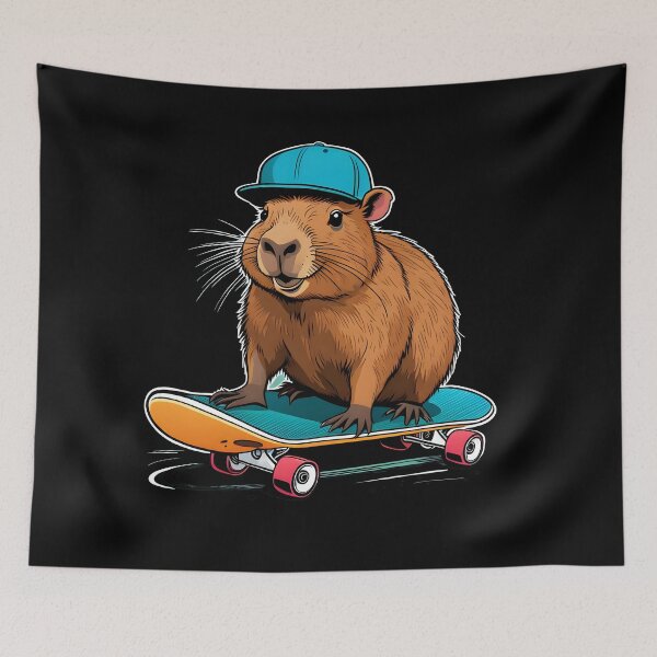Item preview, Skateboarding Capybara, Cartoon Funny  - 04 designed and sold by kjp-design.