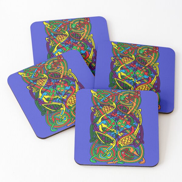 Item preview, Colorful Celtic Cranes and Dogs designed and sold by aginlow.