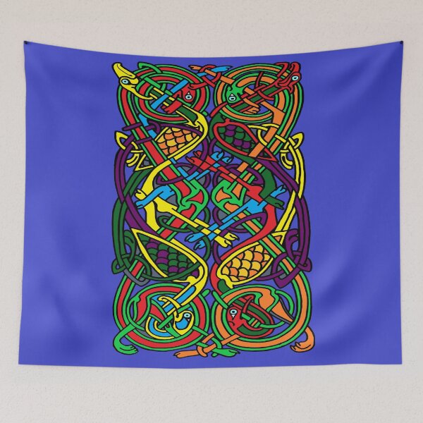 Item preview, Colorful Celtic Cranes and Dogs designed and sold by aginlow.