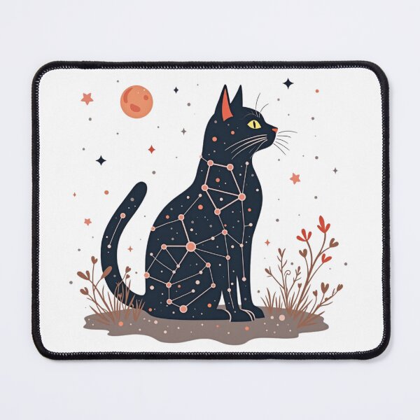 Aperçu de l'œuvre T-shirt graphique Constellation de chat céleste, art cosmique du chat noir, design félin sur le thème de l'espace, amoureux de l'astrologie créée et vendue par PripriDesign.