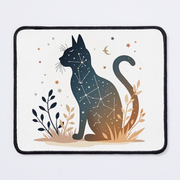 Aperçu de l'œuvre T-shirt avec motif de constellation de chat étoilé, ciel nocturne céleste, art félin astronomique, cadeau pour les amoureux des chats mignons créée et vendue par PripriDesign.