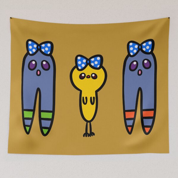 Item preview, Space chick with blue ribbon standing with alien designed and sold by Demeka-chan.