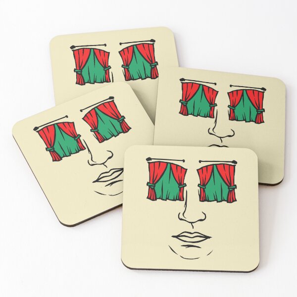 Item preview, Face with curtain eyes: a surreal sketch designed and sold by 2Blue-Dots.