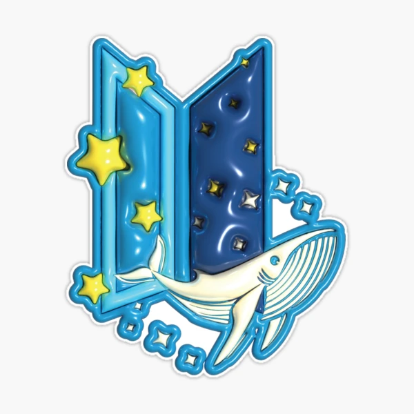 BTS ロングステッカー Purple BTS Icon with 52 hz Whale - Stars and logo