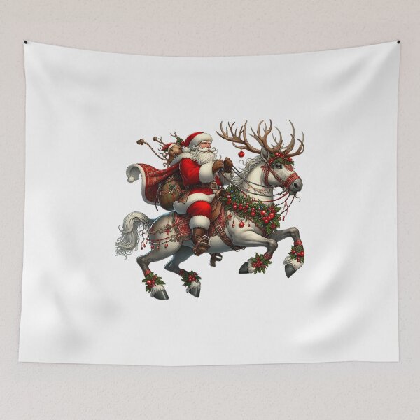 Item preview, Funny Horseback Riding Xmas Santa Hat Equestrian Christmas Horse designed and sold by ArtByKatti.