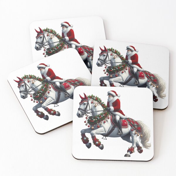 Item preview, Funny Santa Horseback Riding Xmas Santa Hat Equestrian Christmas Horse designed and sold by ArtByKatti.