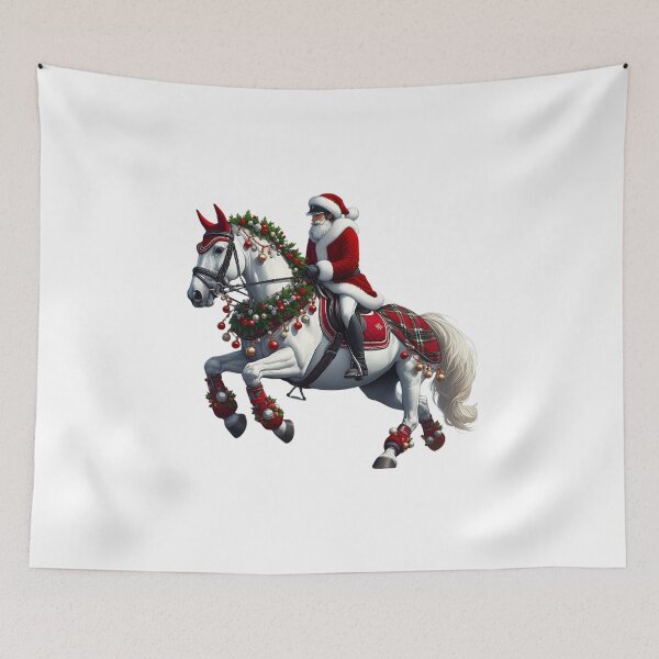 Item preview, Funny Santa Horseback Riding Xmas Santa Hat Equestrian Christmas Horse designed and sold by ArtByKatti.