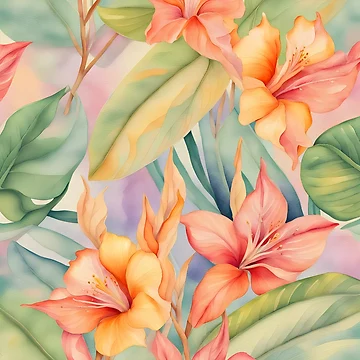 Artwork thumbnail, Tropical florals by ReverieTown