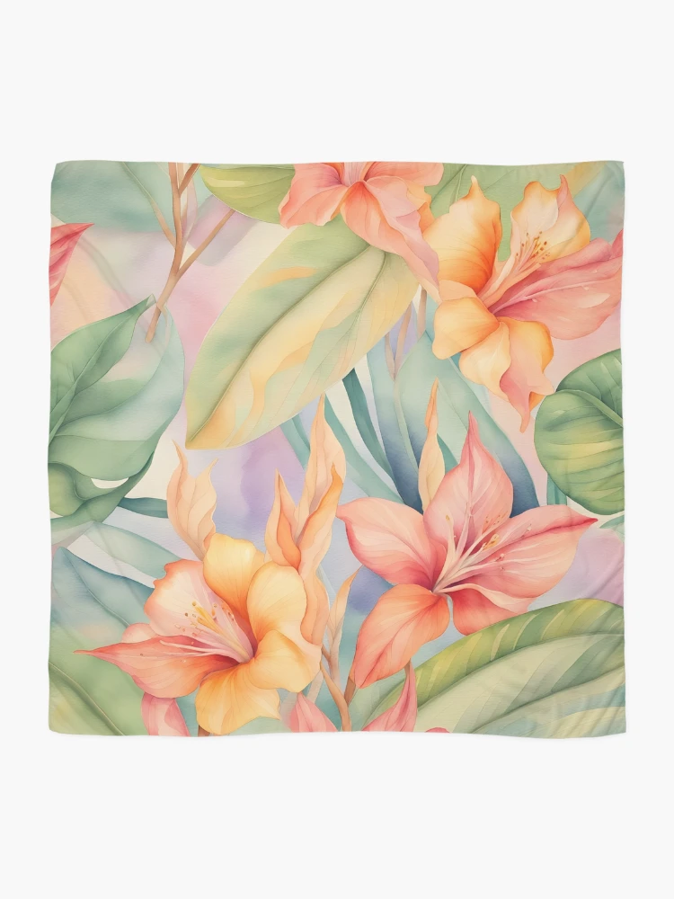 Thumbnail 2 of 3, Scarf, Tropical florals designed and sold by ReverieTown.