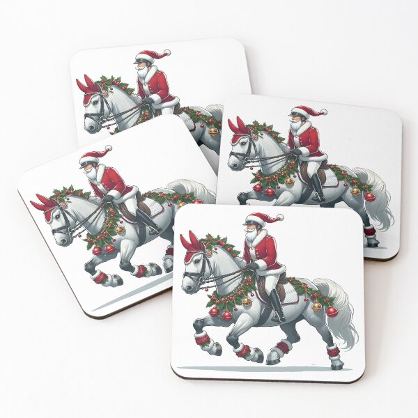 Item preview, Funny Santa Horseback Riding Xmas Santa Hat Equestrian Christmas Horse designed and sold by ArtByKatti.