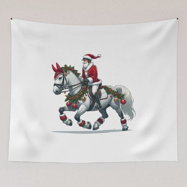 Item preview, Funny Santa Horseback Riding Xmas Santa Hat Equestrian Christmas Horse designed and sold by ArtByKatti.