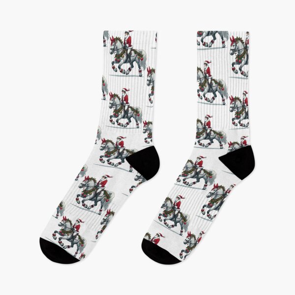 Item preview, Funny Santa Horseback Riding Xmas Santa Hat Equestrian Christmas Horse designed and sold by ArtByKatti.