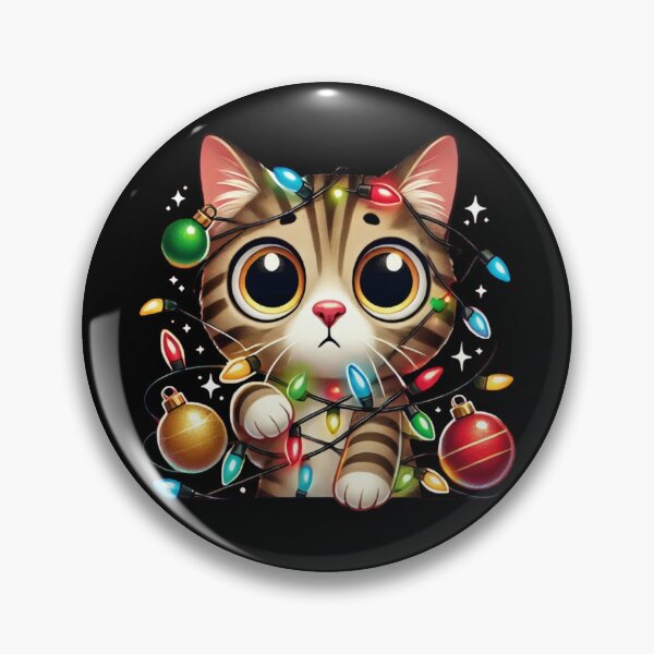 Item preview, Funny Christmas Cat Tangled in Holiday Lights designed and sold by BunBuntheDog-.