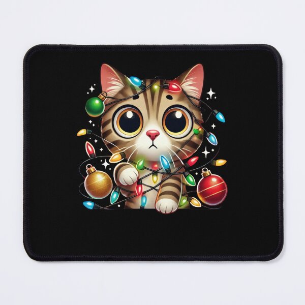 Item preview, Funny Christmas Cat Tangled in Holiday Lights designed and sold by BunBuntheDog-.