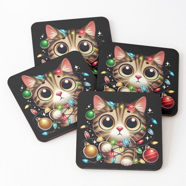 Item preview, Funny Christmas Cat Tangled in Holiday Lights designed and sold by BunBuntheDog-.