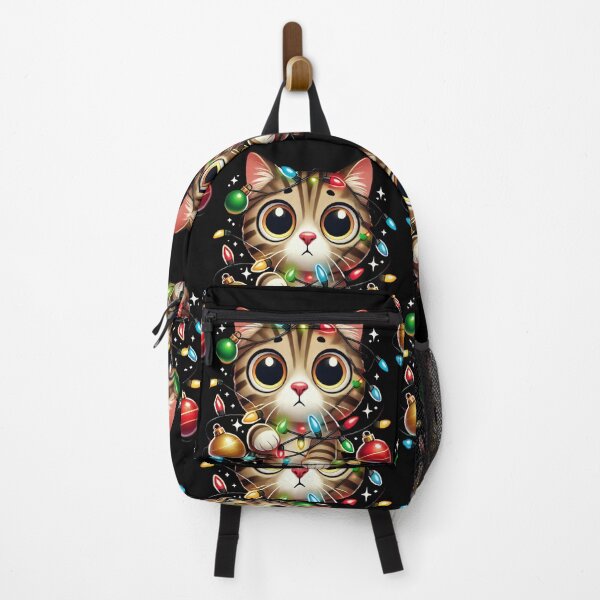 Item preview, Funny Christmas Cat Tangled in Holiday Lights designed and sold by BunBuntheDog-.