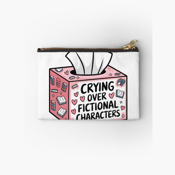 Item preview, "crying over fictional characters" fanfic related quote design for book lovers. designed and sold by flutterfinds.