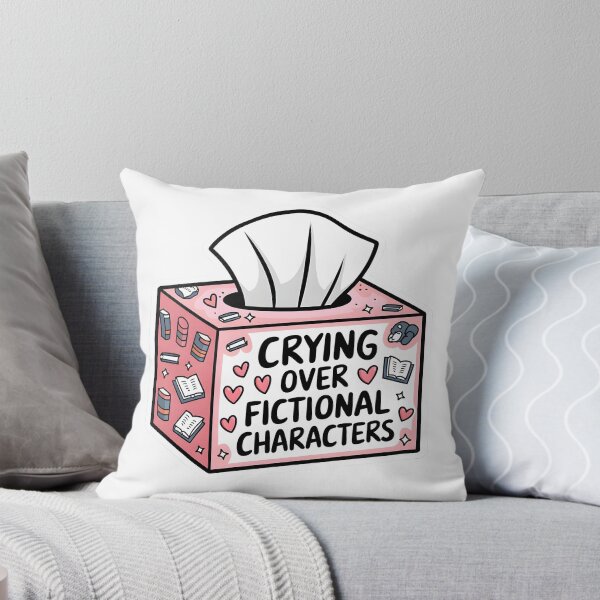 Item preview, "crying over fictional characters" fanfic related quote design for book lovers. designed and sold by flutterfinds.