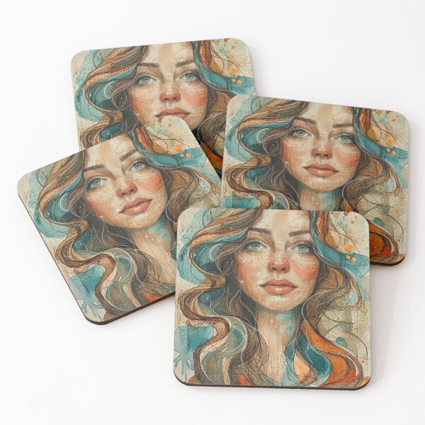Item preview, Abstract Portrait of young woman with flowers designed and sold by SparroCreative.