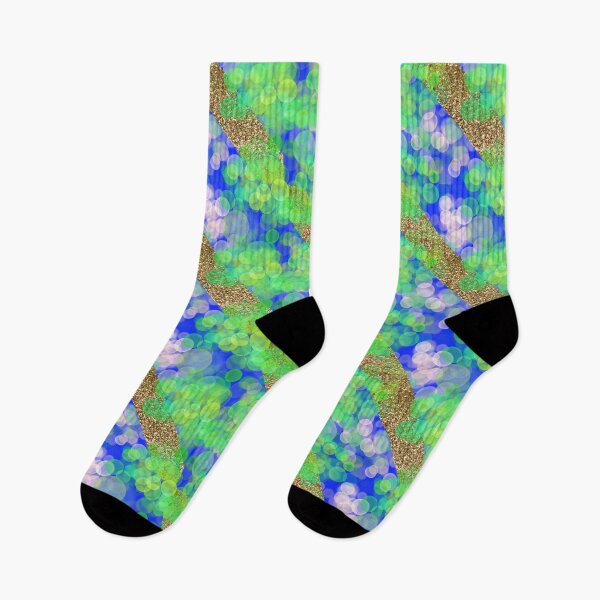 Item preview, Blue Green Gold Glitter Diagonal Stripes with Sparkling Lights - Hand Drawn designed and sold by Victoria Rose.
