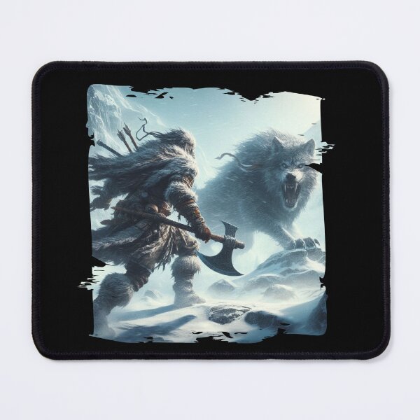 Item preview, Prehistoric Battle – Caveman Fighting Wolf with Axe designed and sold by Hungry-Murphy.