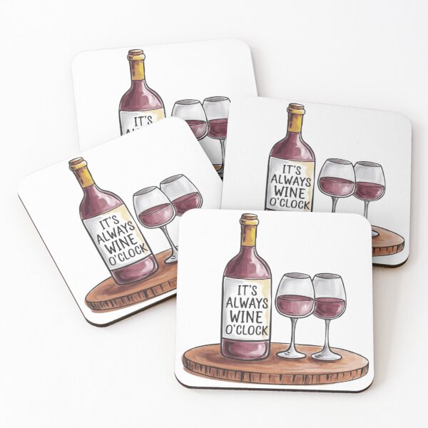 Item preview, Watercolor Rose Wine and Glasses- Wine o'clock designed and sold by ArtQueen777.
