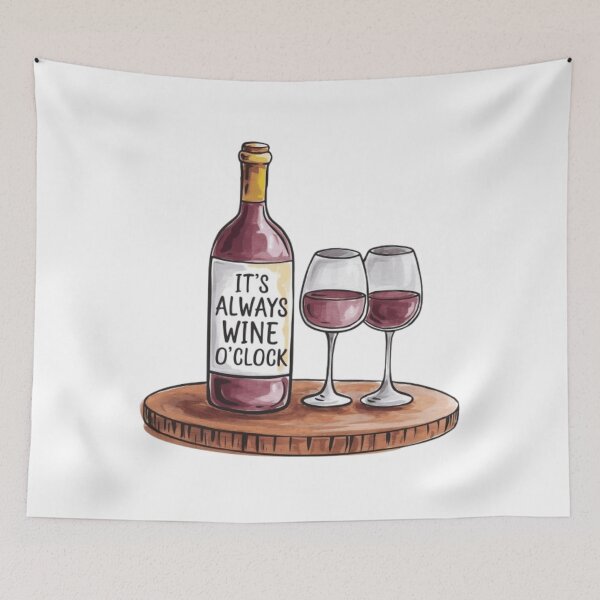 Item preview, Watercolor Rose Wine and Glasses- Wine o'clock designed and sold by ArtQueen777.