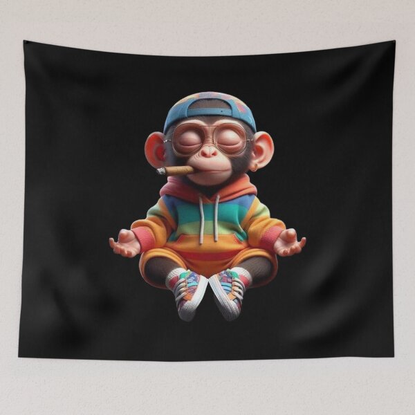 Item preview, Meditating Rapping Monkey with Cigar – Funky Art designed and sold by Hungry-Murphy.