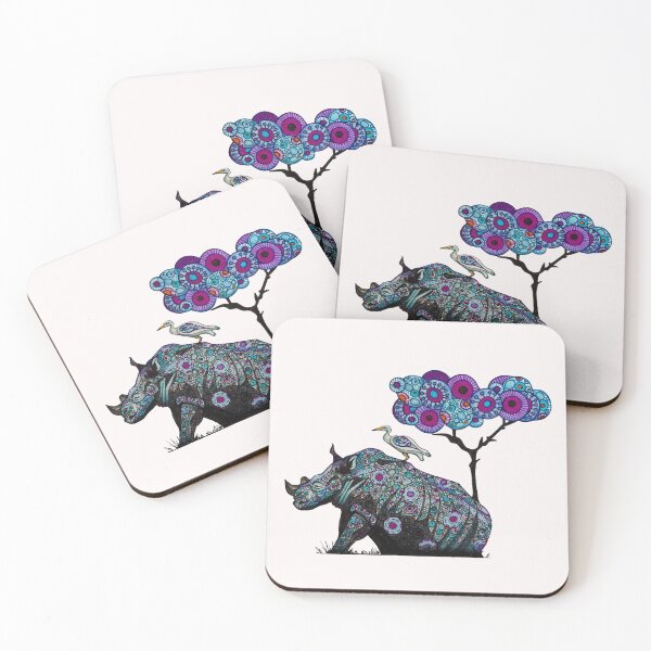 Item preview, Rhino and Cattle Egret under Acacia Tree designed and sold by Every-wen.