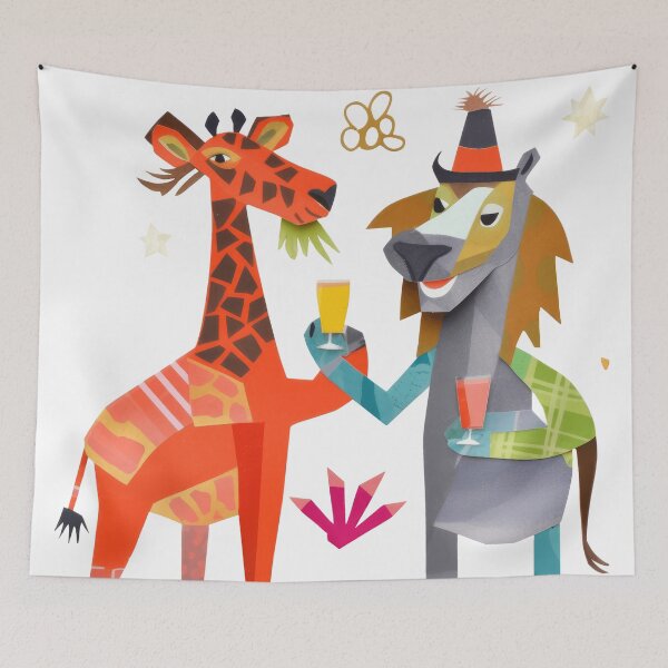 Aperçu de l'œuvre Collection d'animaux mignons, zèbre et âne en fête, bravo ! créée et vendue par amiplay.