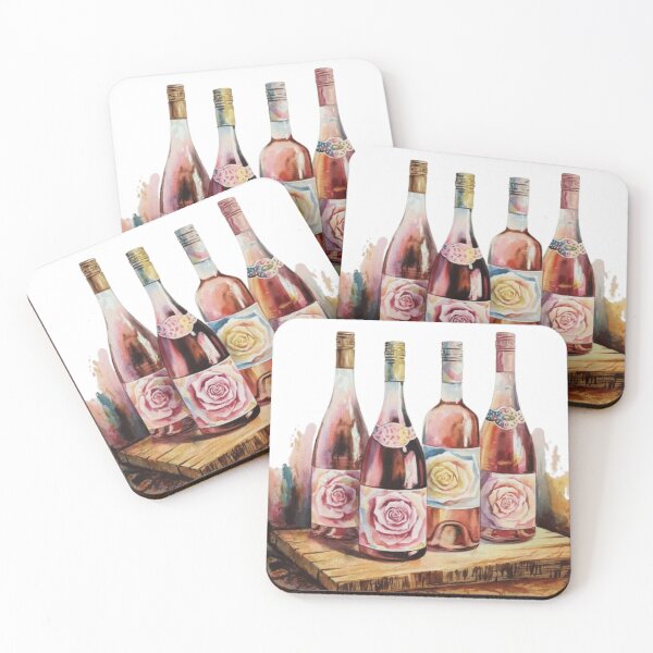 Item preview, Watercolor Rose Wine Bottles designed and sold by ArtQueen777.