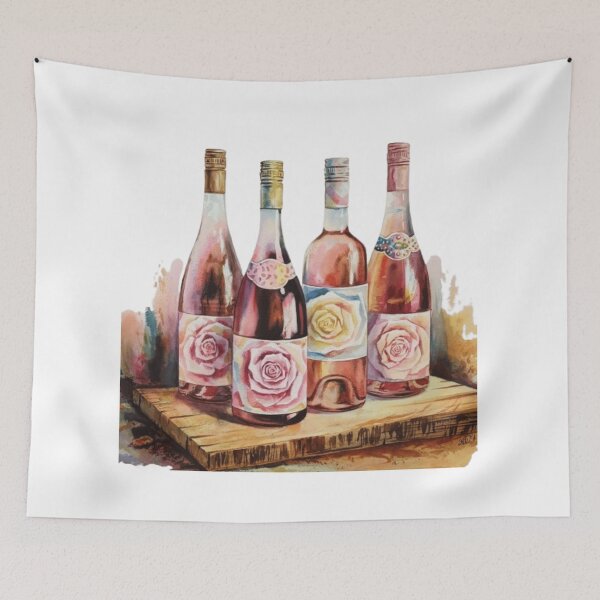 Item preview, Watercolor Rose Wine Bottles designed and sold by ArtQueen777.