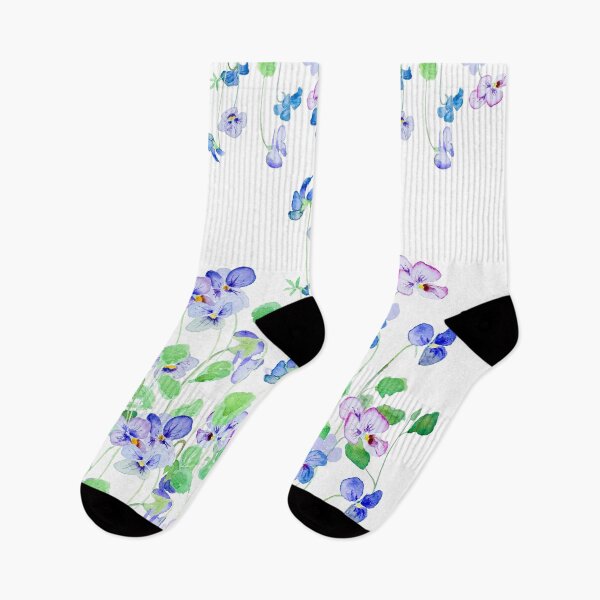 Item preview, hand painted purple blue viola pansy pattern  designed and sold by ColorandColor.